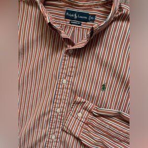 Ralph Lauren‎ orange striped classic button down shirt size XL